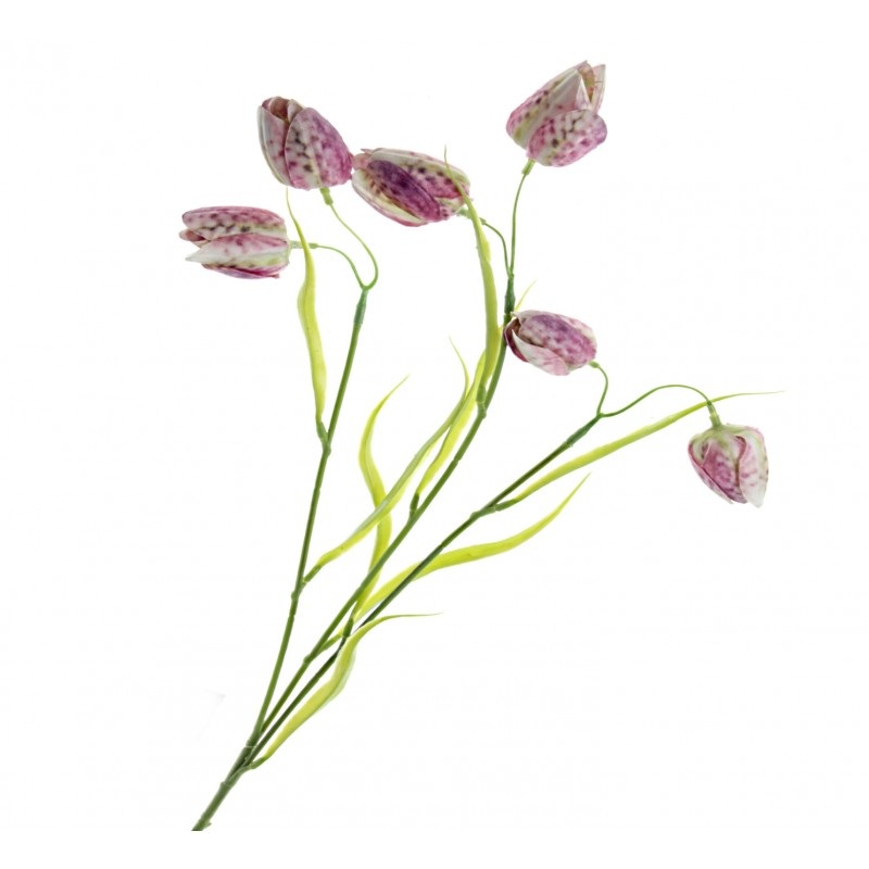 6 Head Artificial Fritillaria Flower Spray – Pink/Green  x 65cm