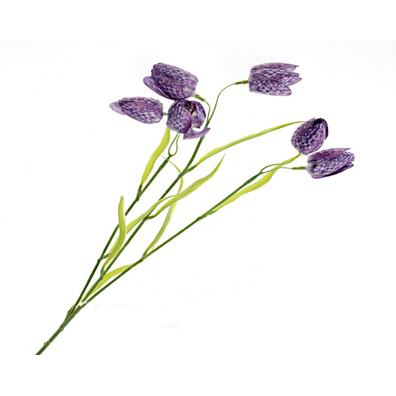 6 Head Artificial Fritillaria Flower Spray – Purple/Green  x 65cm