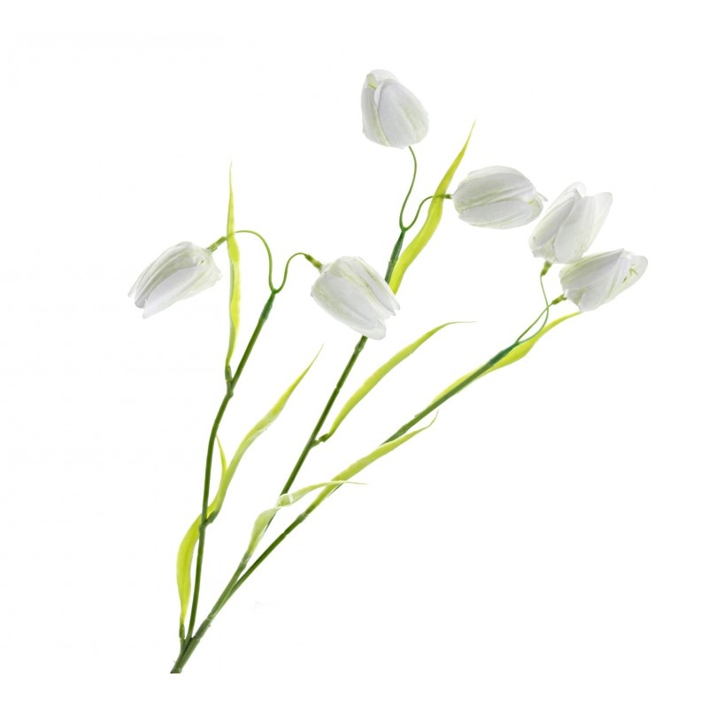 6 Head Artificial Fritillaria Flower Spray – White/Green x 65cm