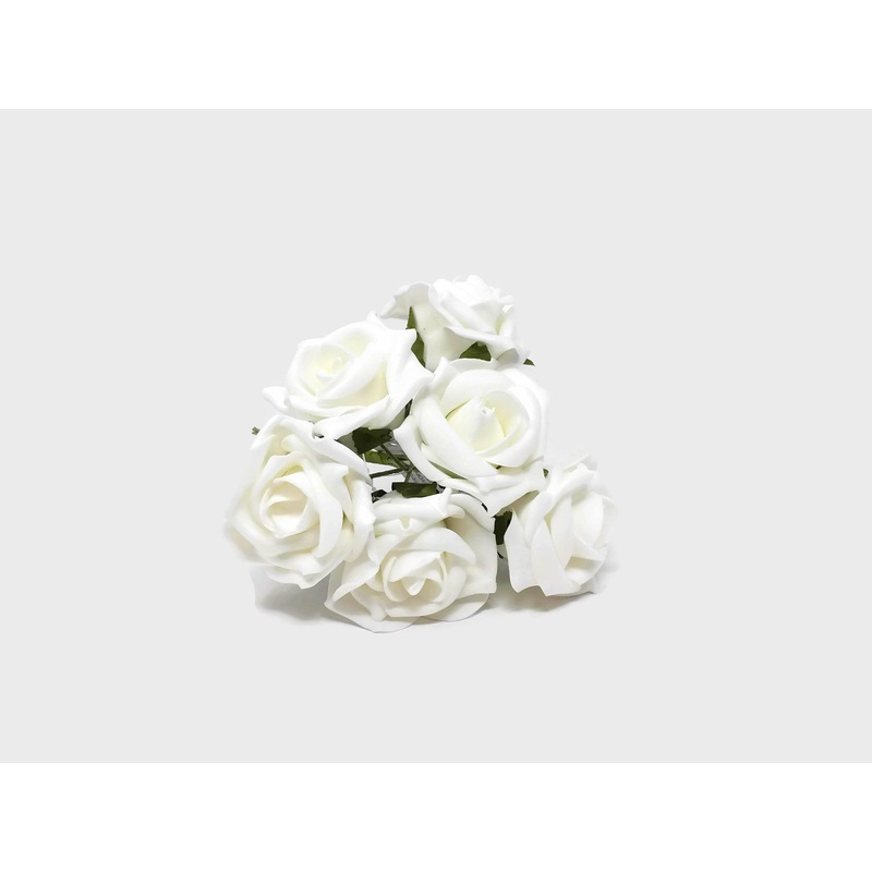 6 Head Foam Rose Bunch – Ivory