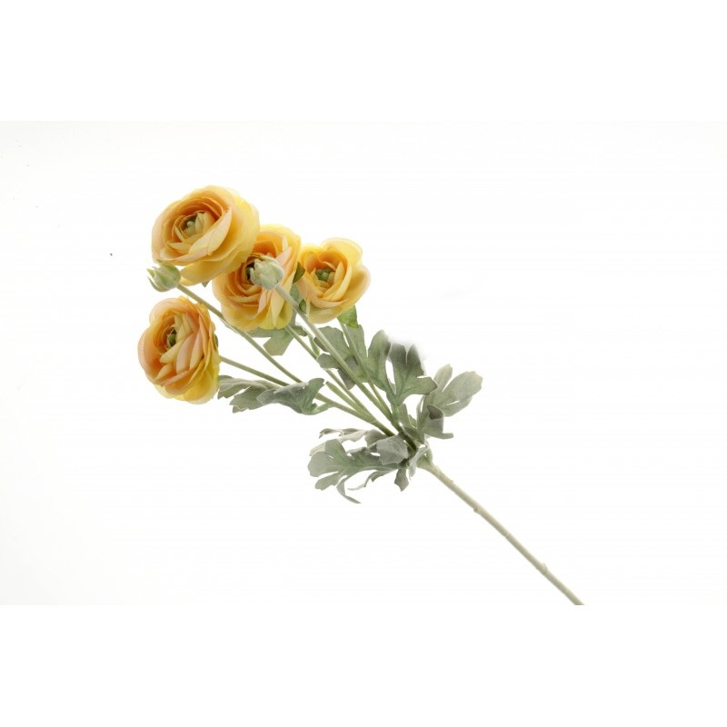 6 Head Mini Ranunculus Stem –  67cm long – Light Yellow