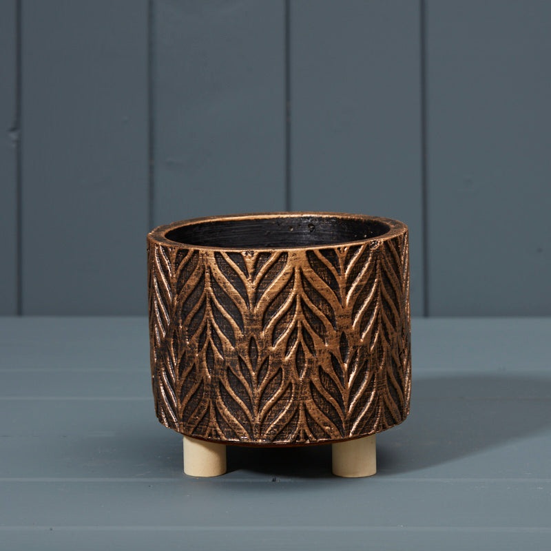 Gold Cement Planter 11 x 12cm