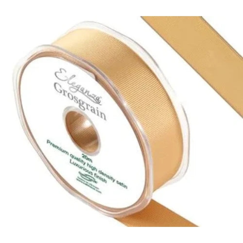 Premium Grosgrain Ribbon 25mm x 20m – Gold