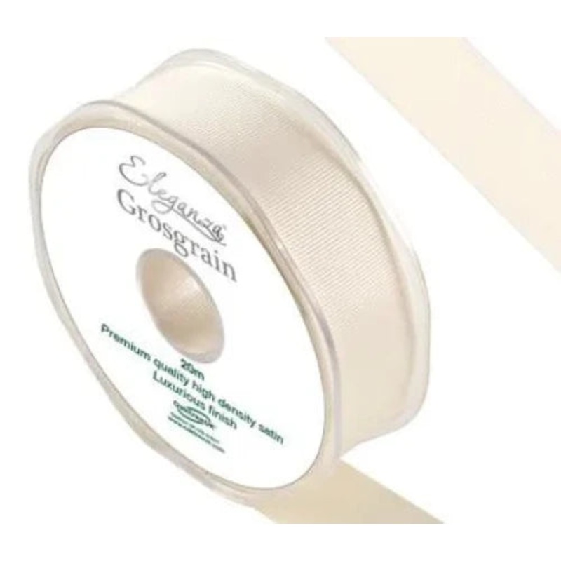 Premium Grosgrain Ribbon 25mm x 20m – Ivory