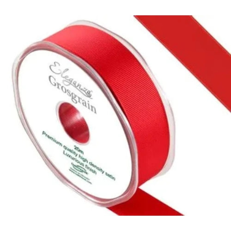 Premium Grosgrain Ribbon 25mm x 20m – Red