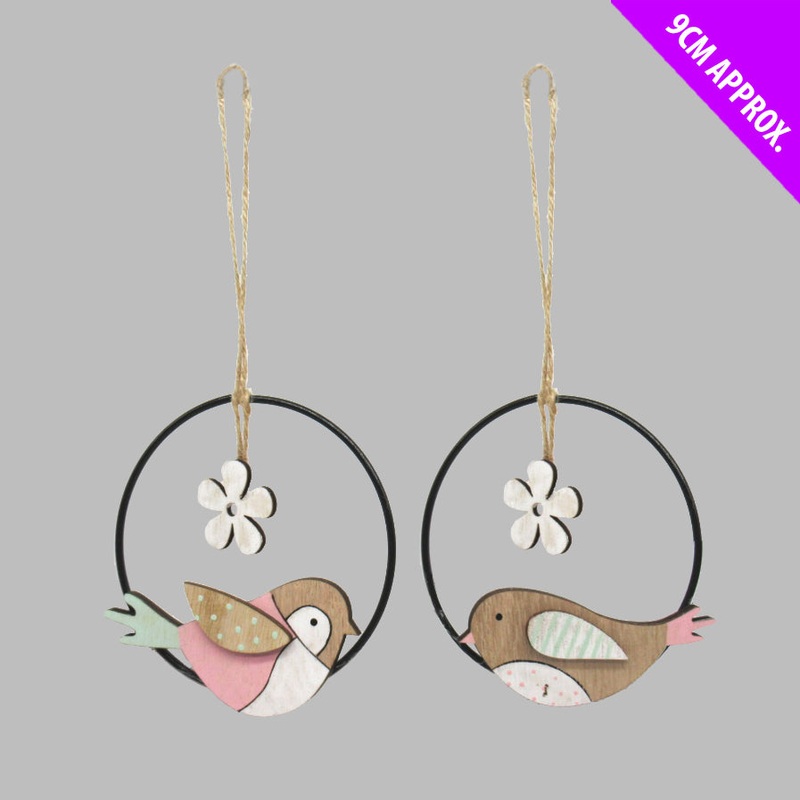 Single 9cm Bird Hanger with Flower – One Selected At Random
