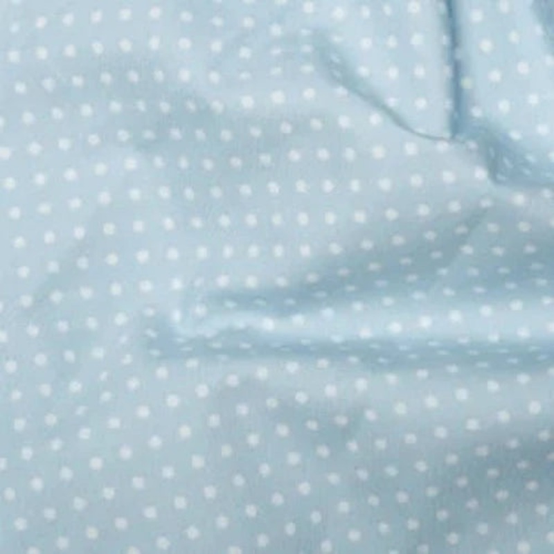 1 Metre 3mm Polka Dot 100% Cotton Poplin Fabric x 112cm wide – Light Baby Blue