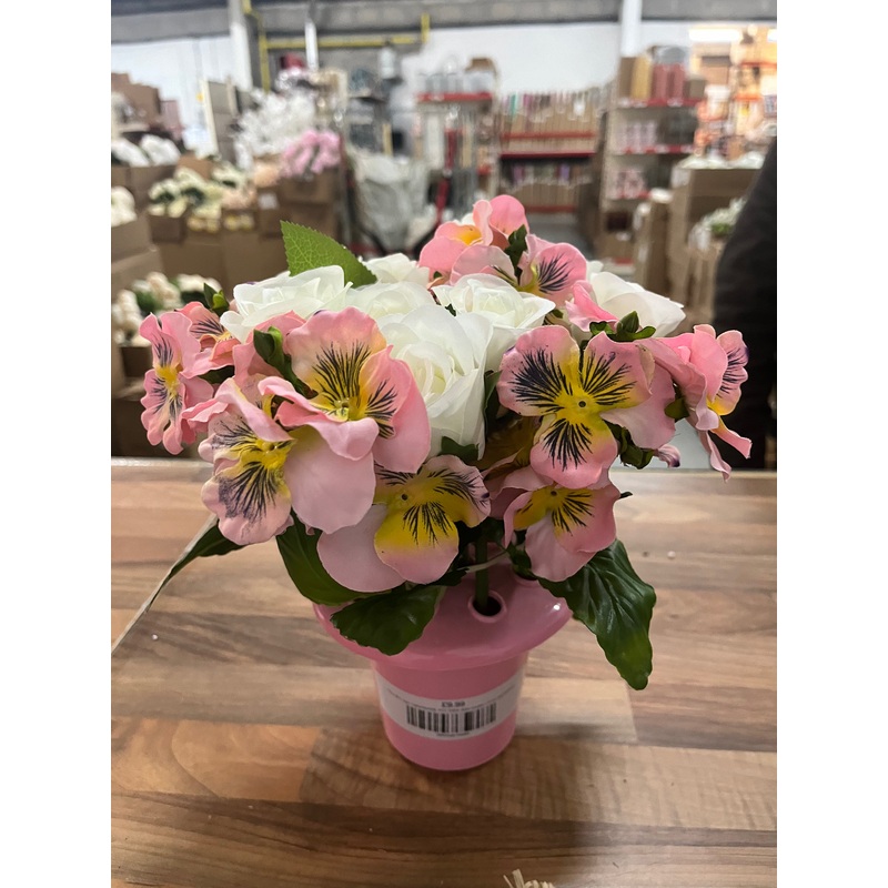 HANDMADE POT PINK AND IVORY