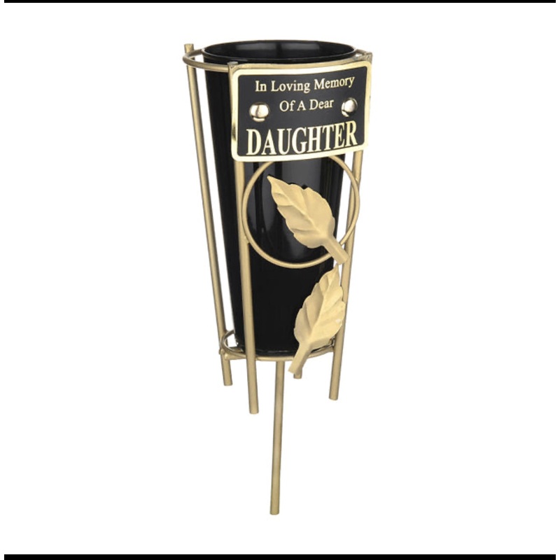 Metal In Loving Memory Grave Vase With Spike – Daughter