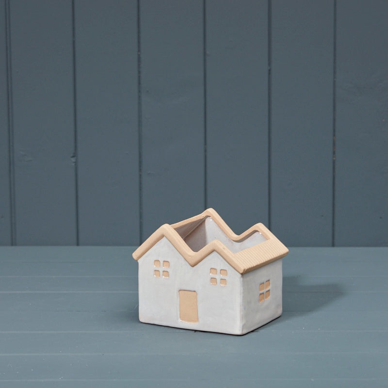 White Ceramic House Planter Pot –  D14 x H11.5