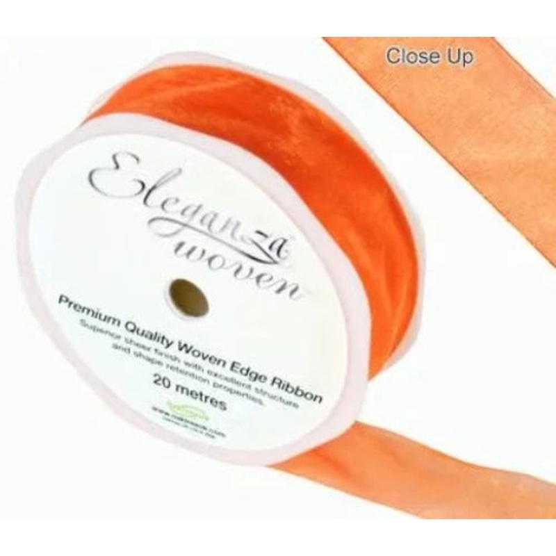 25mm Woven Edge  Ribbon – Orange