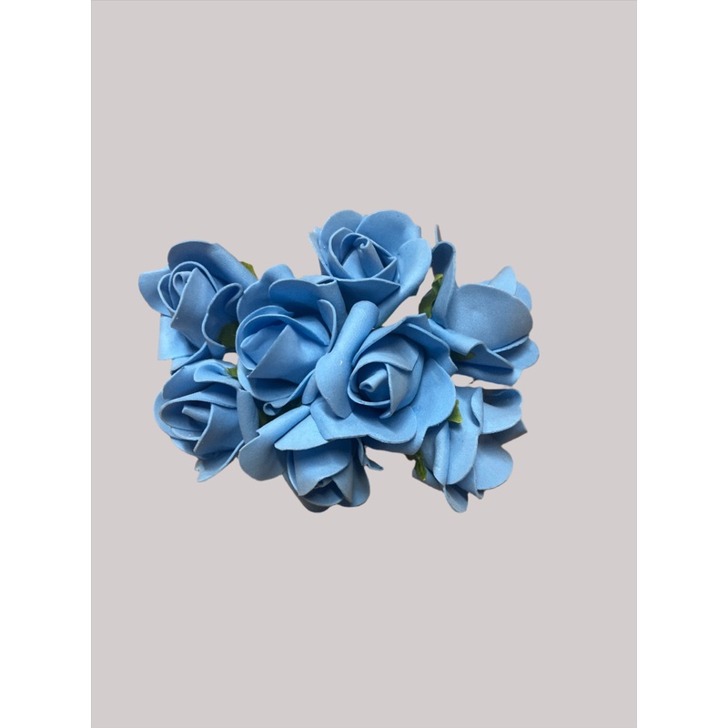 8 Head Foam Rose Bud Bunch – Sky Blue