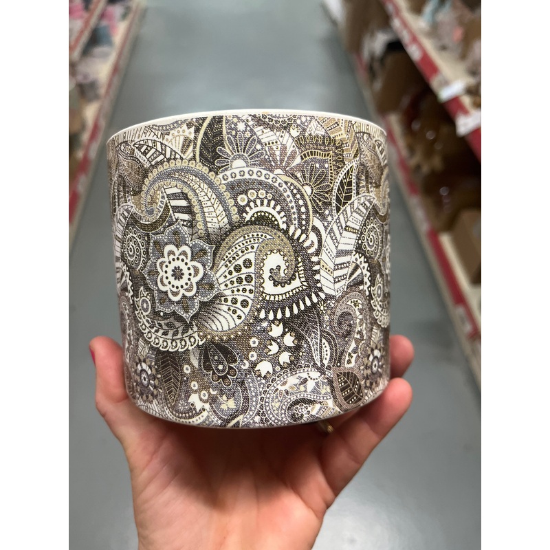 Black flowers Ceramic Pot x 12cm