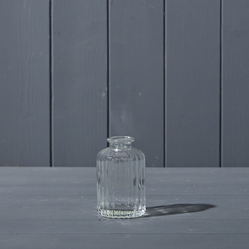 Clear Ribbed Glass Bottle x  10cm tall