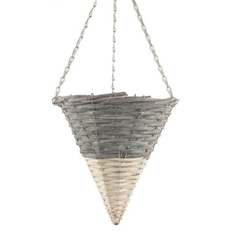 Dipped Grey & White Hanging Basket Cone 12