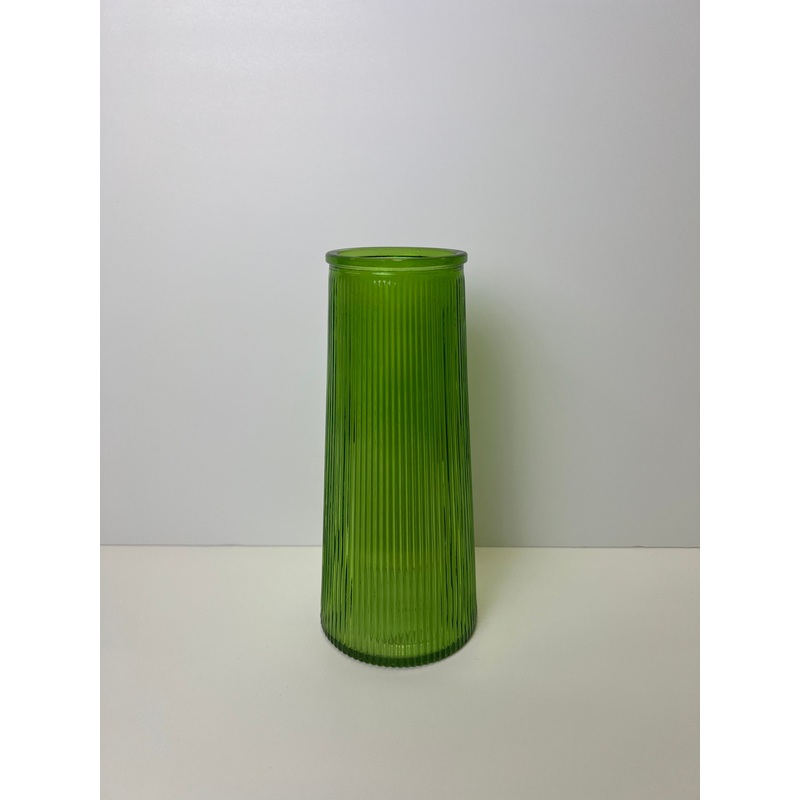 Emerald Green Tall Ribbed Vase x 22.5cm