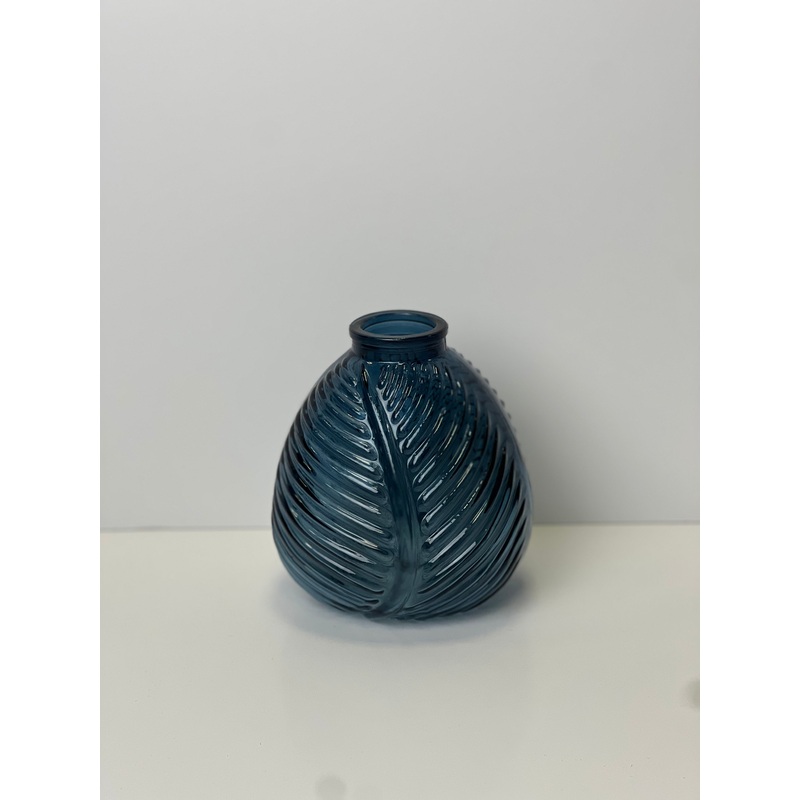 Leaf Glass Bottle x H13cm – Blue