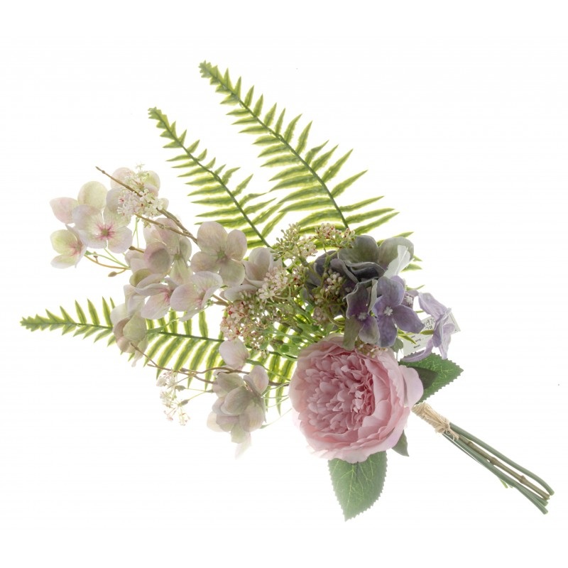 Peony, Hydrangea & Mixed Foliage Bundle – Pink & Purple – 50cm long