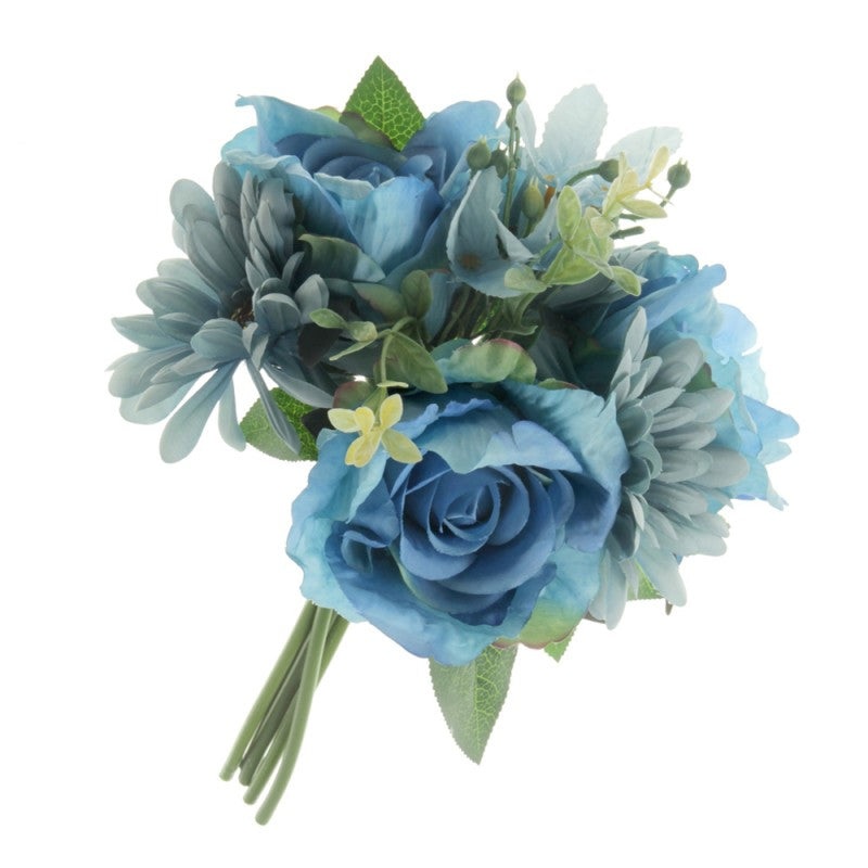Rose and Gerbera Flower Bundle x 30cm – Blue