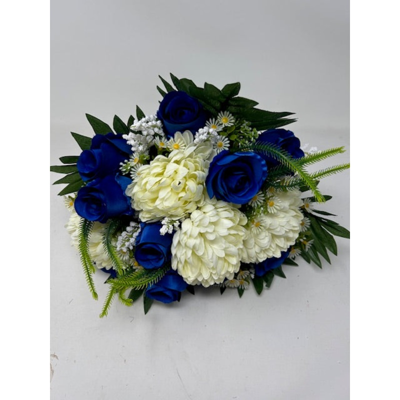 Rose Chrysanthemum & Foliage Bush – Blue & Cream