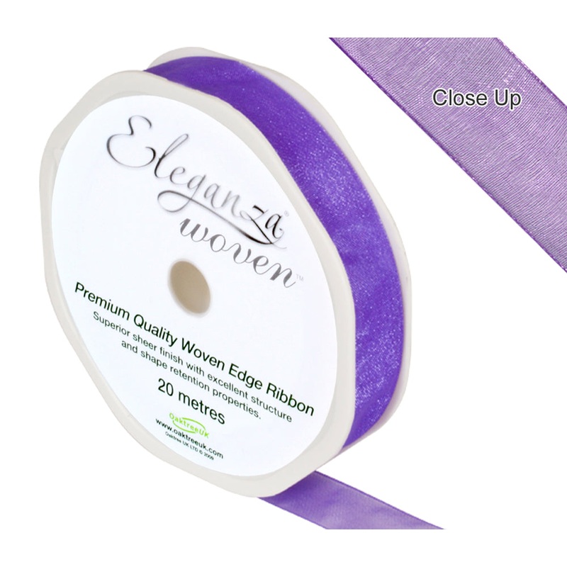 Woven Edge Ribbon 15mm x 20m Purple