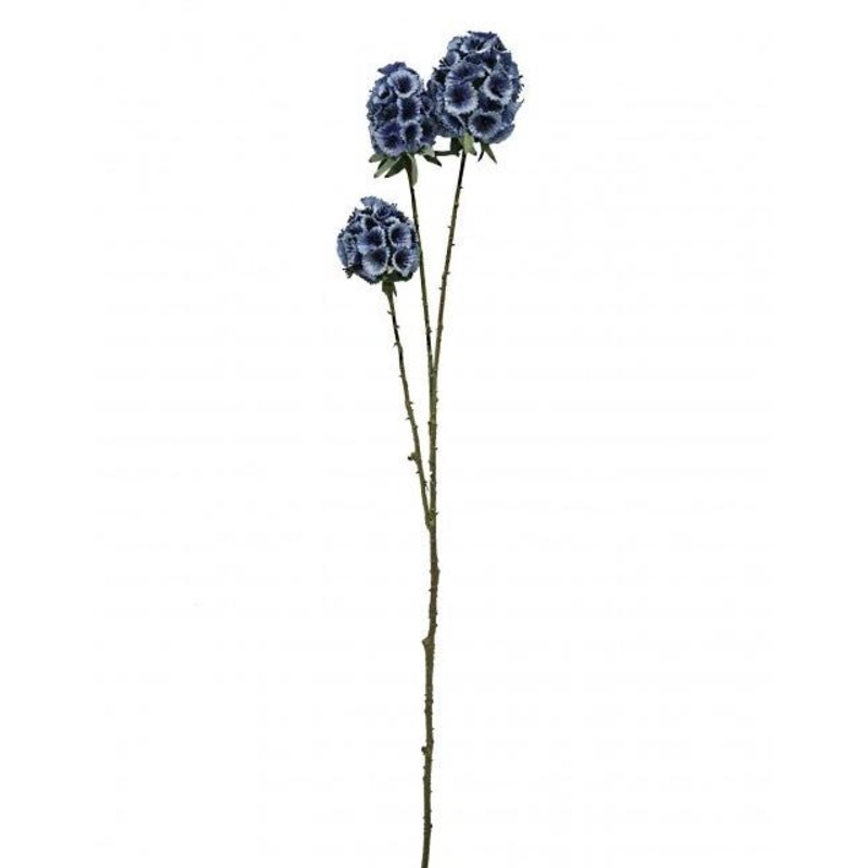 3 Head Artificial Scabiosa Stellata x 71cm long – Blue