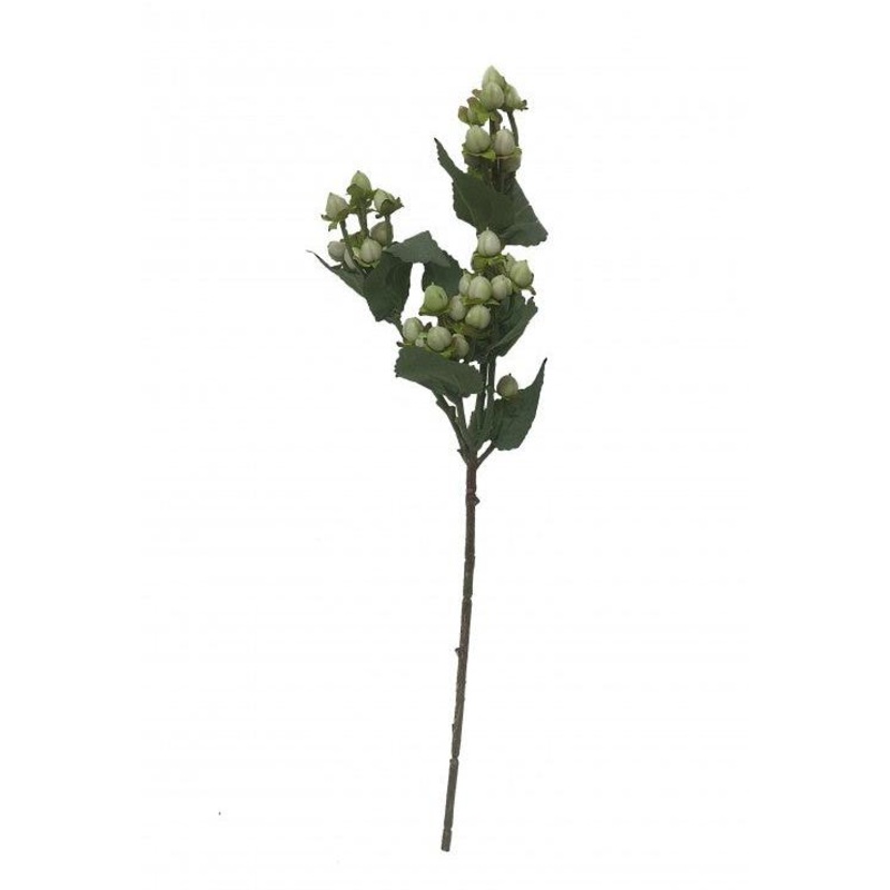 Artificial Hypericum Berry Branch – White/Green – 48cm long