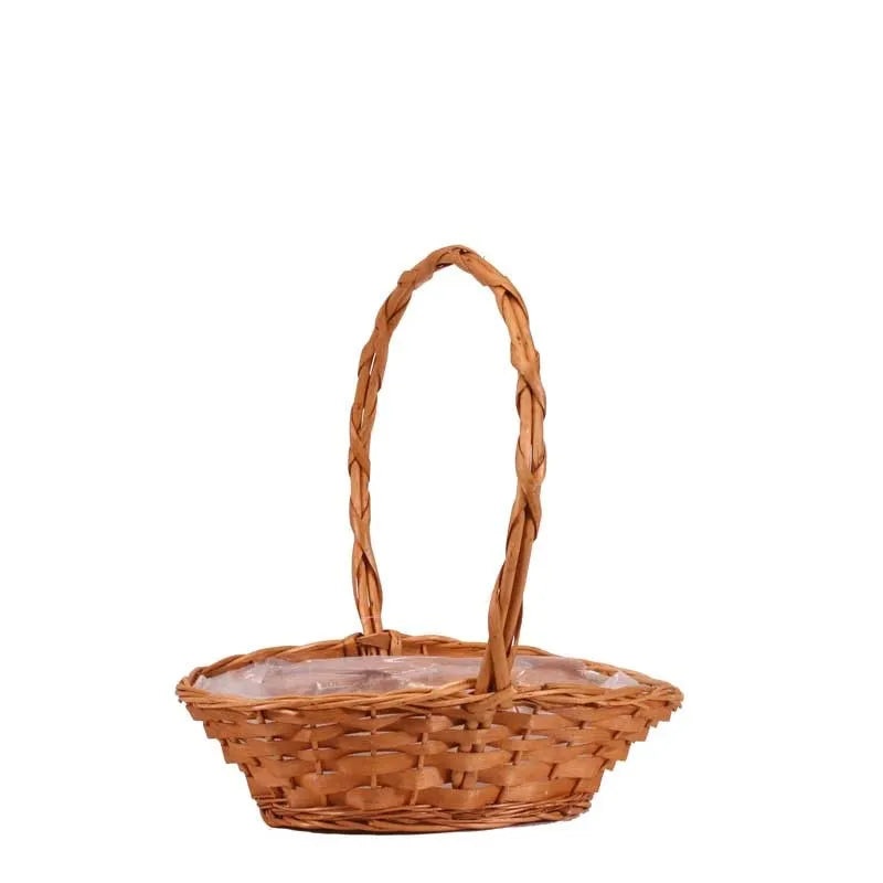 Golden Wicker Punt Basket with Handle x 26cm – Lined