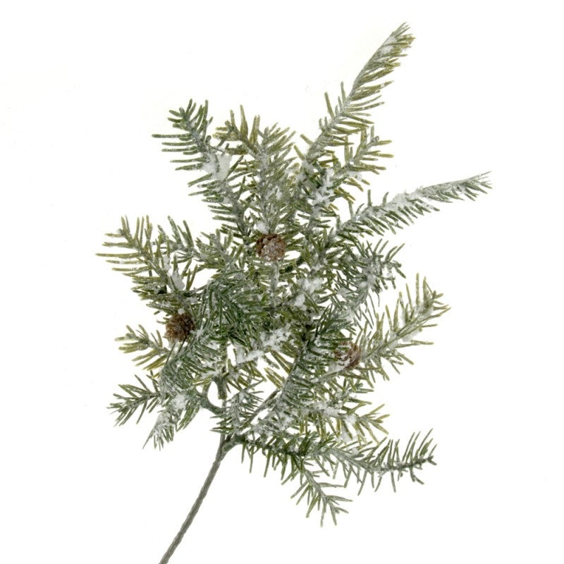 Pine Spray with Snow – Green & White – 40cm long