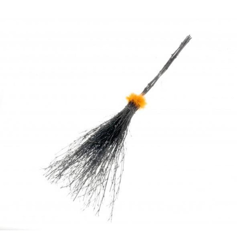 Witches Broomstick Black/Orange – 100cm long