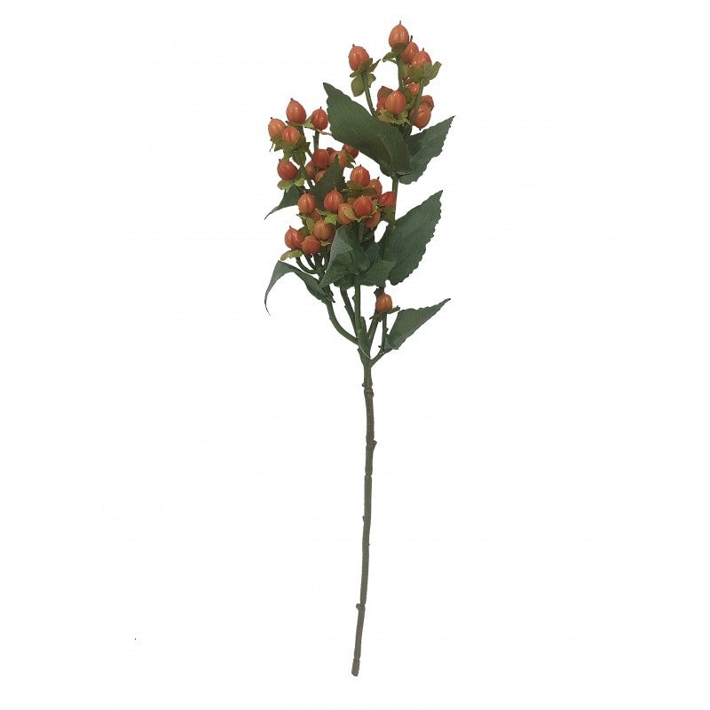 Artificial Hypericum Berry Branch – Red/Orange – 48cm long