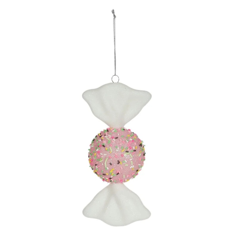 Beaded Candy Style Round Hanging Decoration – Pink – H18cm