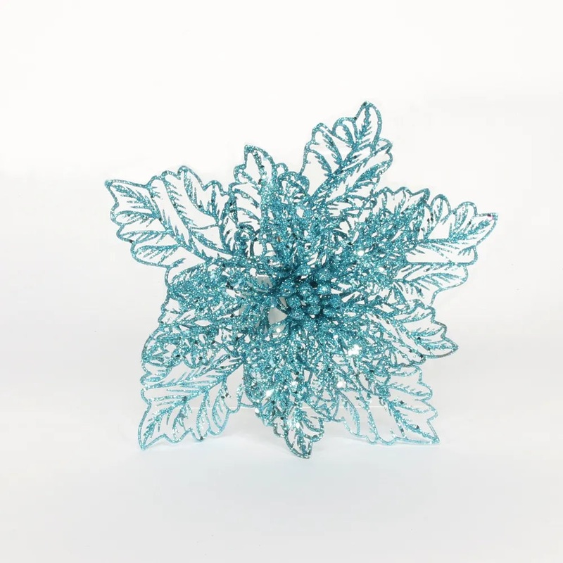 Blue Poinsettia with Clip – 22cm