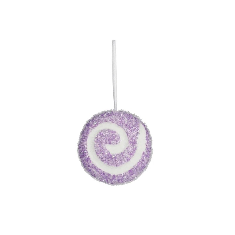 Candy Cane Disc with Swirl Hanging Decoration – Purple – D10cm
