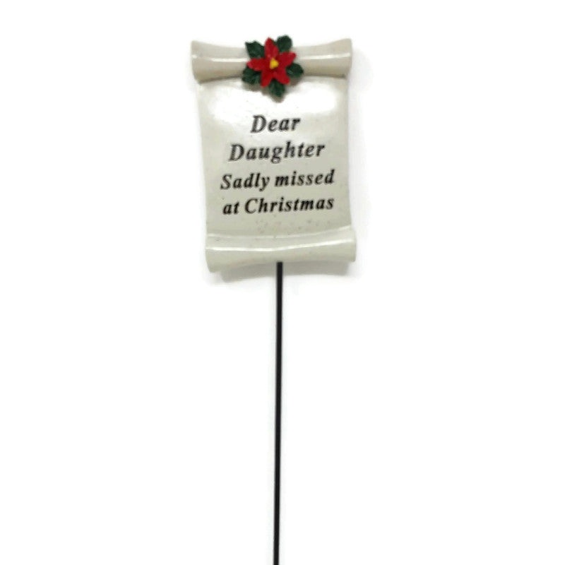 Christmas Scroll Poinsettia Memorial Stick – Daughter