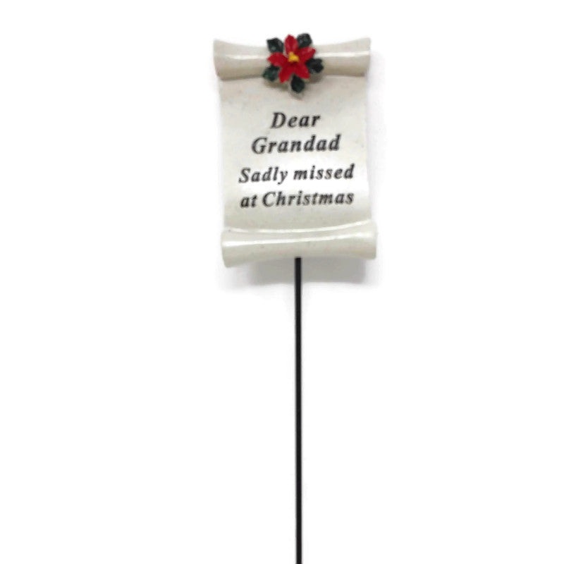 Christmas Scroll Poinsettia Memorial Stick – Grandad