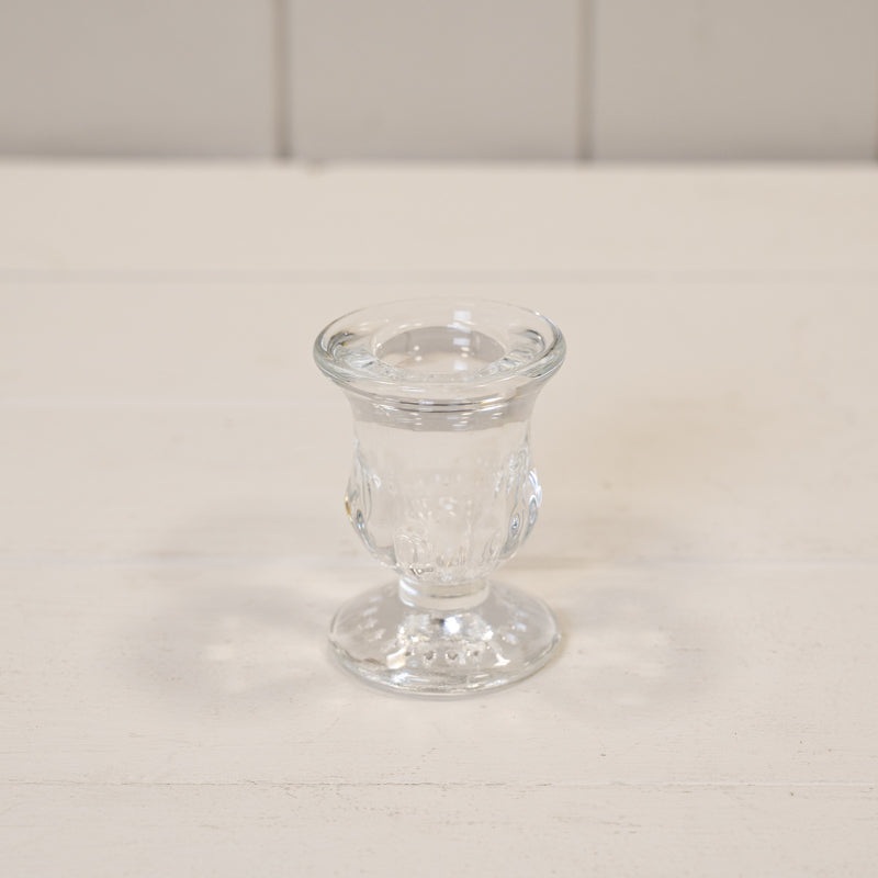 Clear Glass Candle Stick Holder – Height 6.4cm