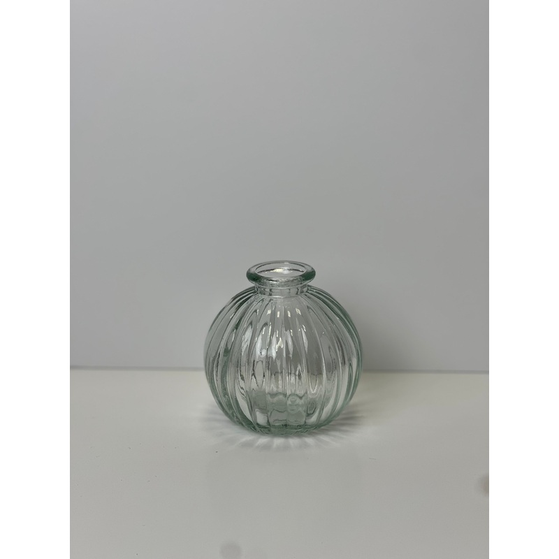 Clear Round Ribbed Glass Bottle – H8.4cm