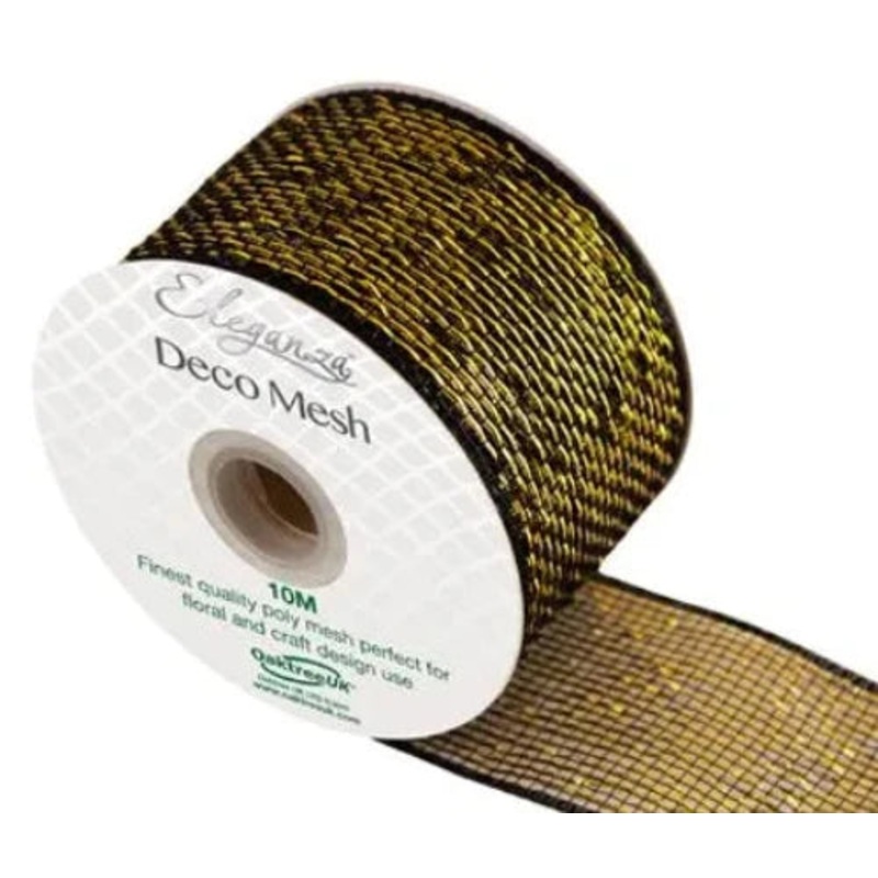 Deco Mesh 63mm x 10m Black & Gold