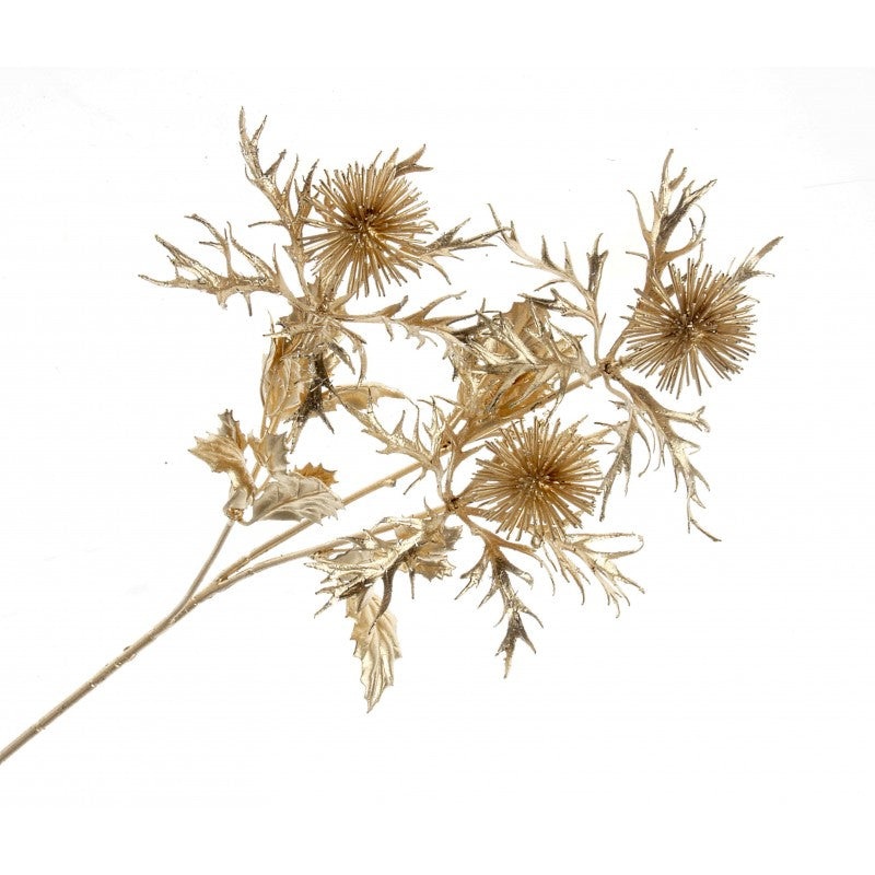Large Metallic Echinops Thistle Spray – Gold – 65cm long