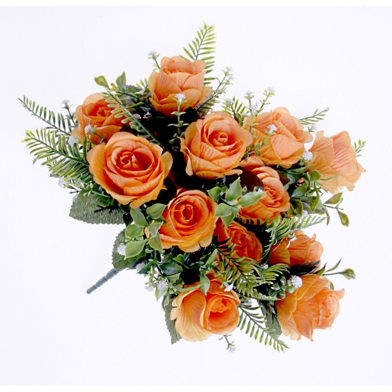 Rose Bush with Foliage – Orange – 18 Heads