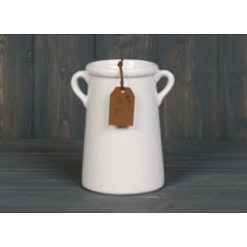 White Ceramic Vase with Handles x 18cm