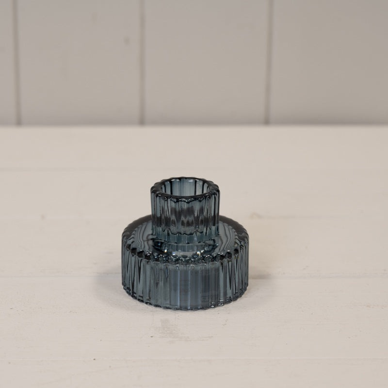 Blue Glass Candlestick Holder x H5.4cm