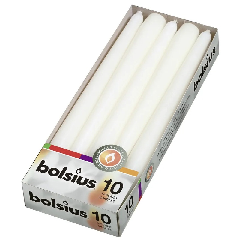 Bolsius Tapered Candles Pack of 10 – White