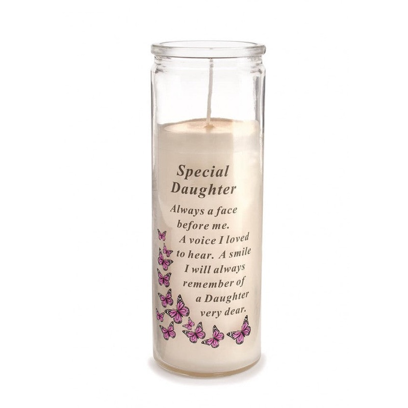 Glass Vase Memorial Candle – Length 18cm – Special Daughter
