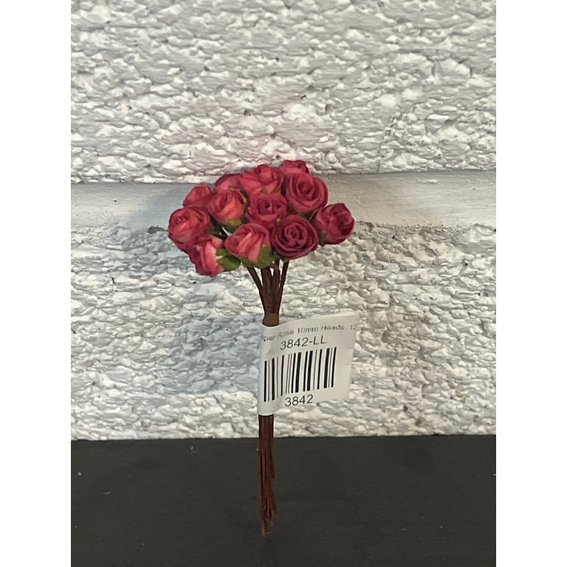 Peach Paper Rose 10mm Heads, 12 Stems