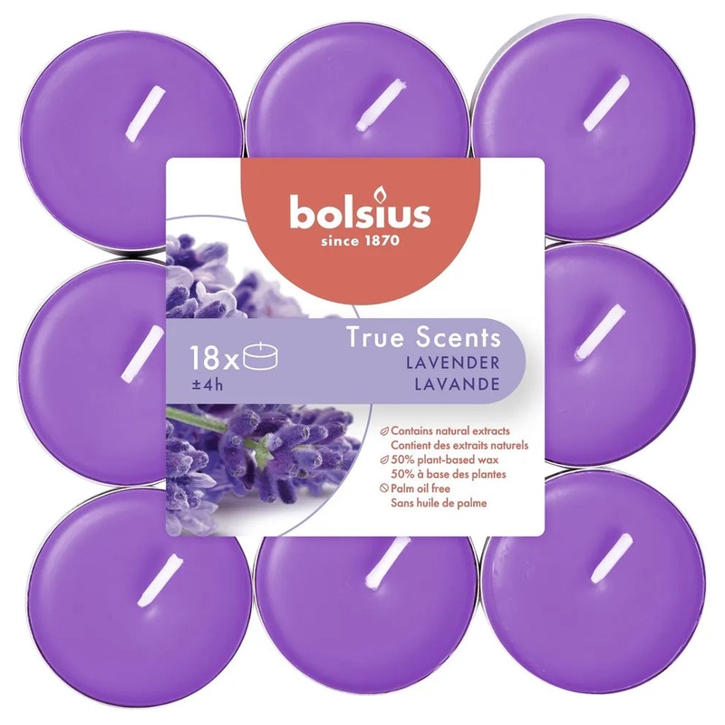 18pk Bolsius TrueScent Tealights – 4 Hour Burn – Lavender
