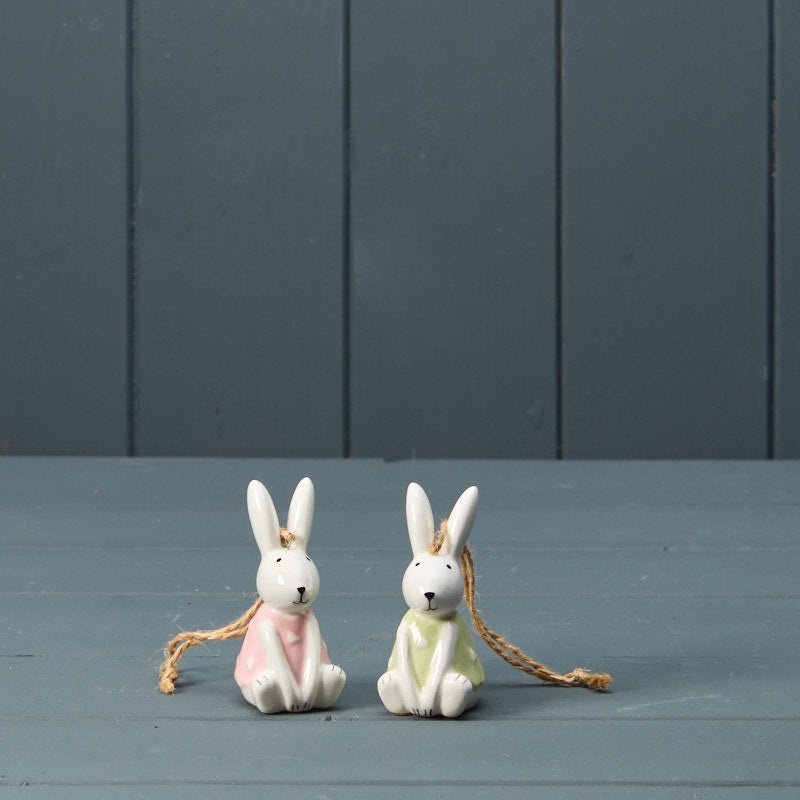 Ceramic Hanging Rabbit Height 7.5cm – One Selected At Random