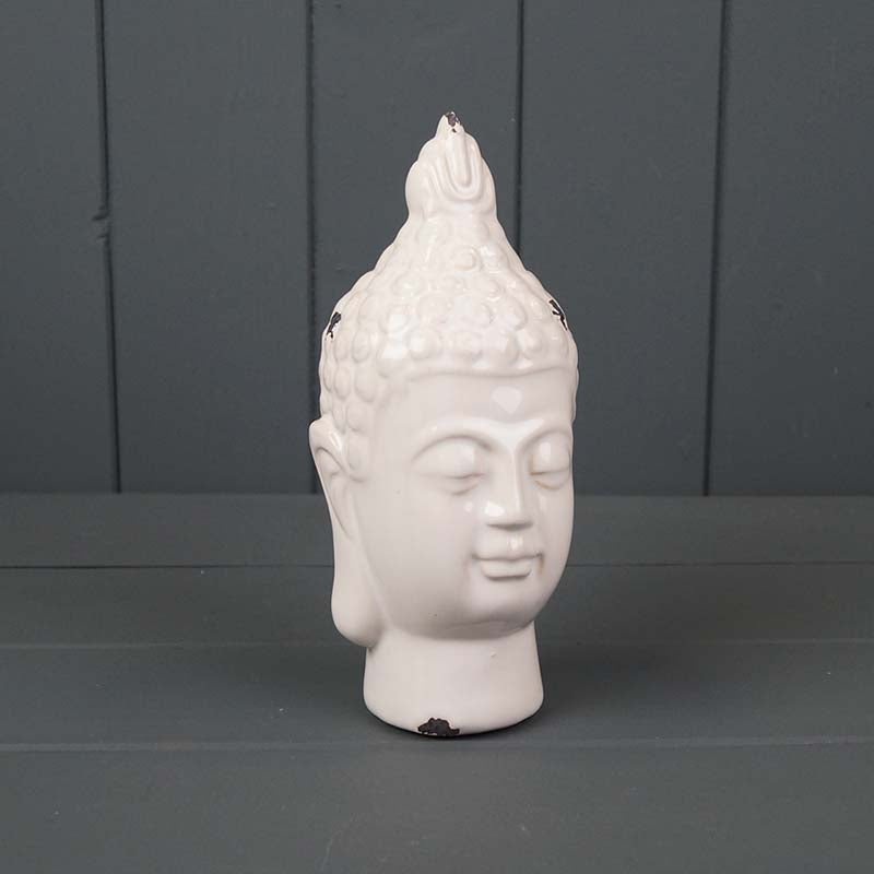 Ceramic White Buddha Head – Height 13.5cm