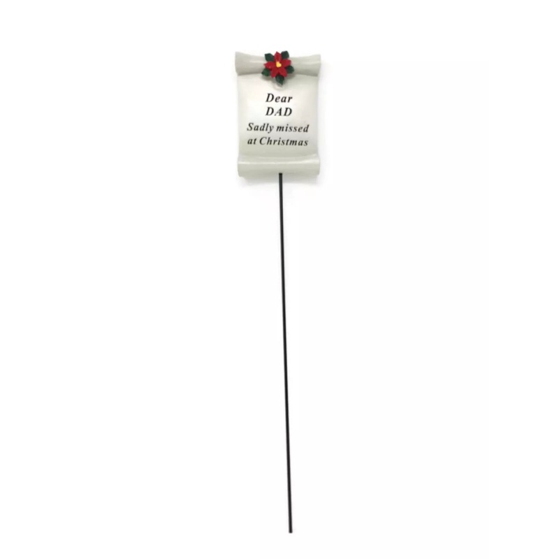 Christmas Scroll Poinsettia Memorial Stick – Dad